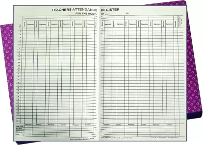 Teacher Attendances Register No.6 Size 17/27