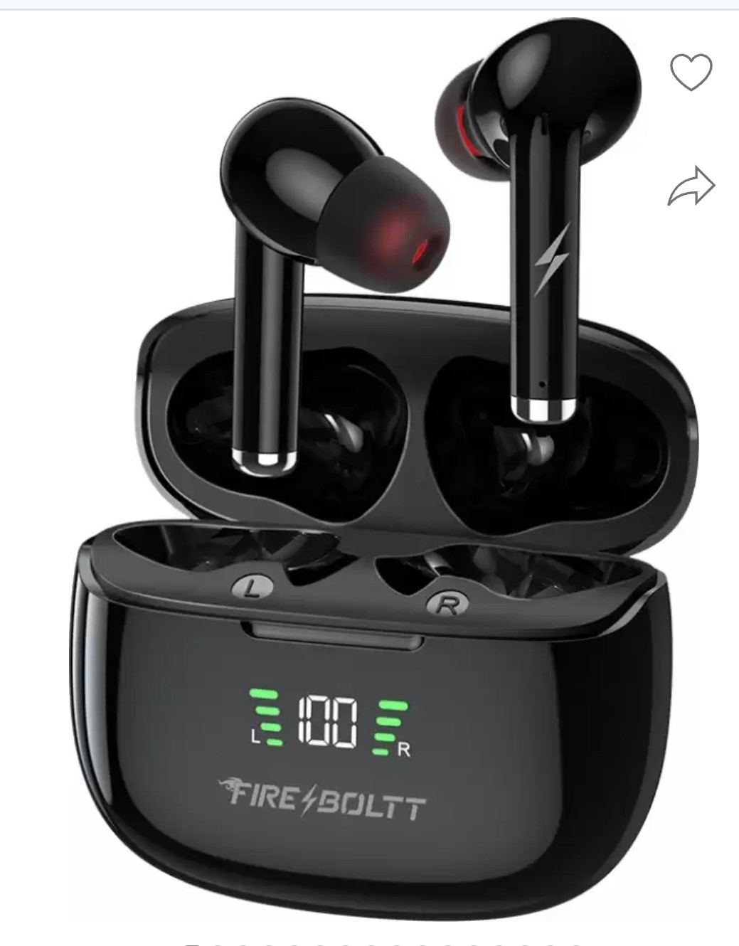 Fire-Boltt Fire Pods Rythm ANC ENC Earbuds TWS, 50H playtime, Digital LED Battery Indicator Bluetooth Headset  (Black, True Wireless)